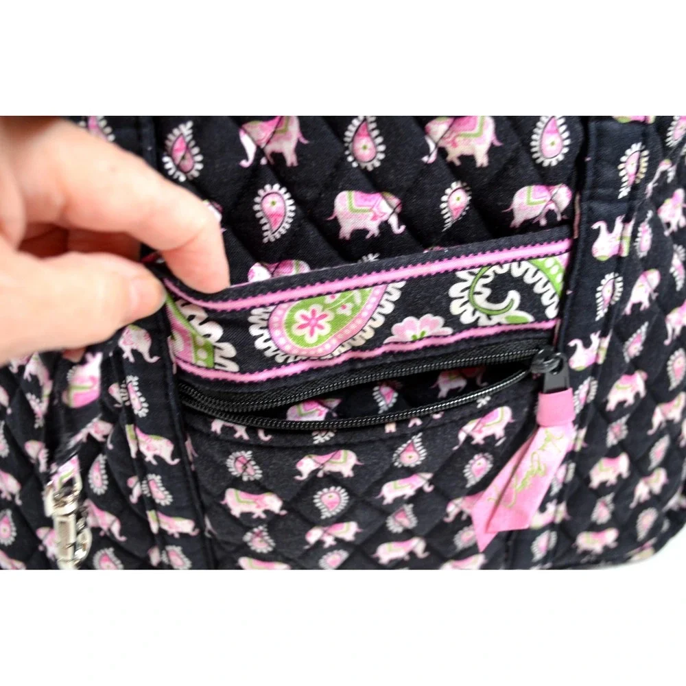 VERA BRADLEY Quilted Laptop Bag Tote Pink Elephants 14